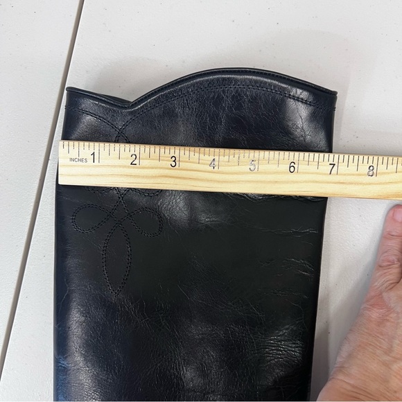 Vaneli Black Leather Western Pull On Knee High Boots Size 8.5 - Picture 10 of 14